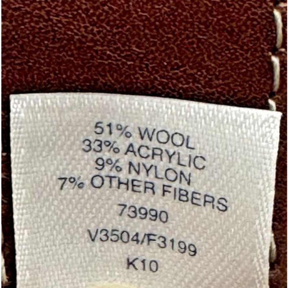 Lands' End Wool Blend Web Belt Men's 44 Navy Blue Brass Buckle Leather Trim 1.25 - Picture 5 of 9